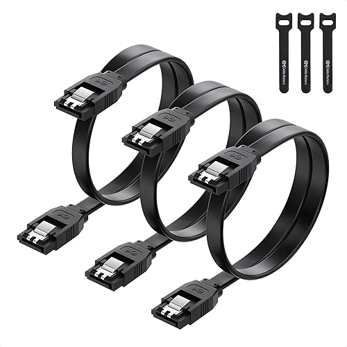 Cable Matters 3-Pack Straight SATA Cable - 18 Inch, SATA III 6Gbps Data Cable for SSD, HDD, CD/DVD Drives, Hard Drive, Optical Drive, Gaming PC