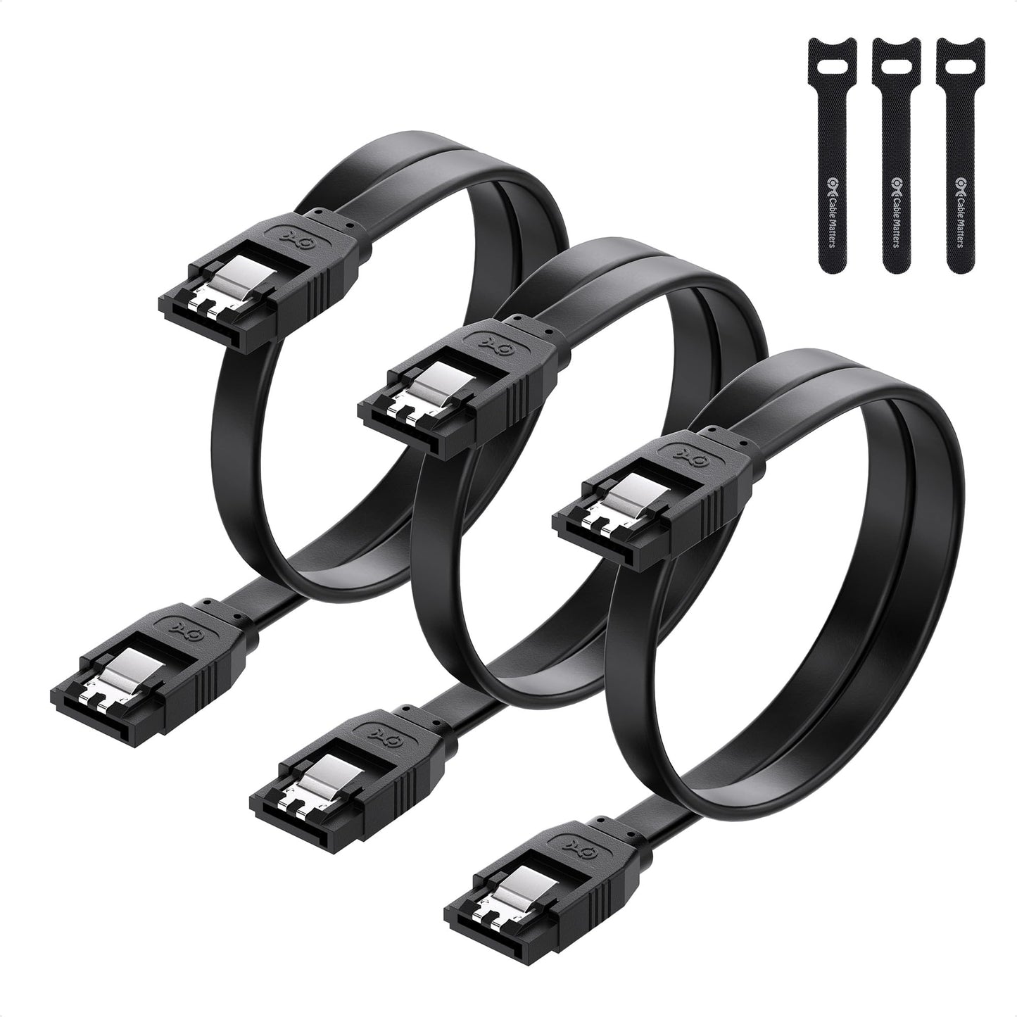 Cable Matters 3-Pack Straight SATA Cable - 18 Inch, SATA III 6Gbps Data Cable for SSD, HDD, CD/DVD Drives, Hard Drive, Optical Drive, Gaming PC