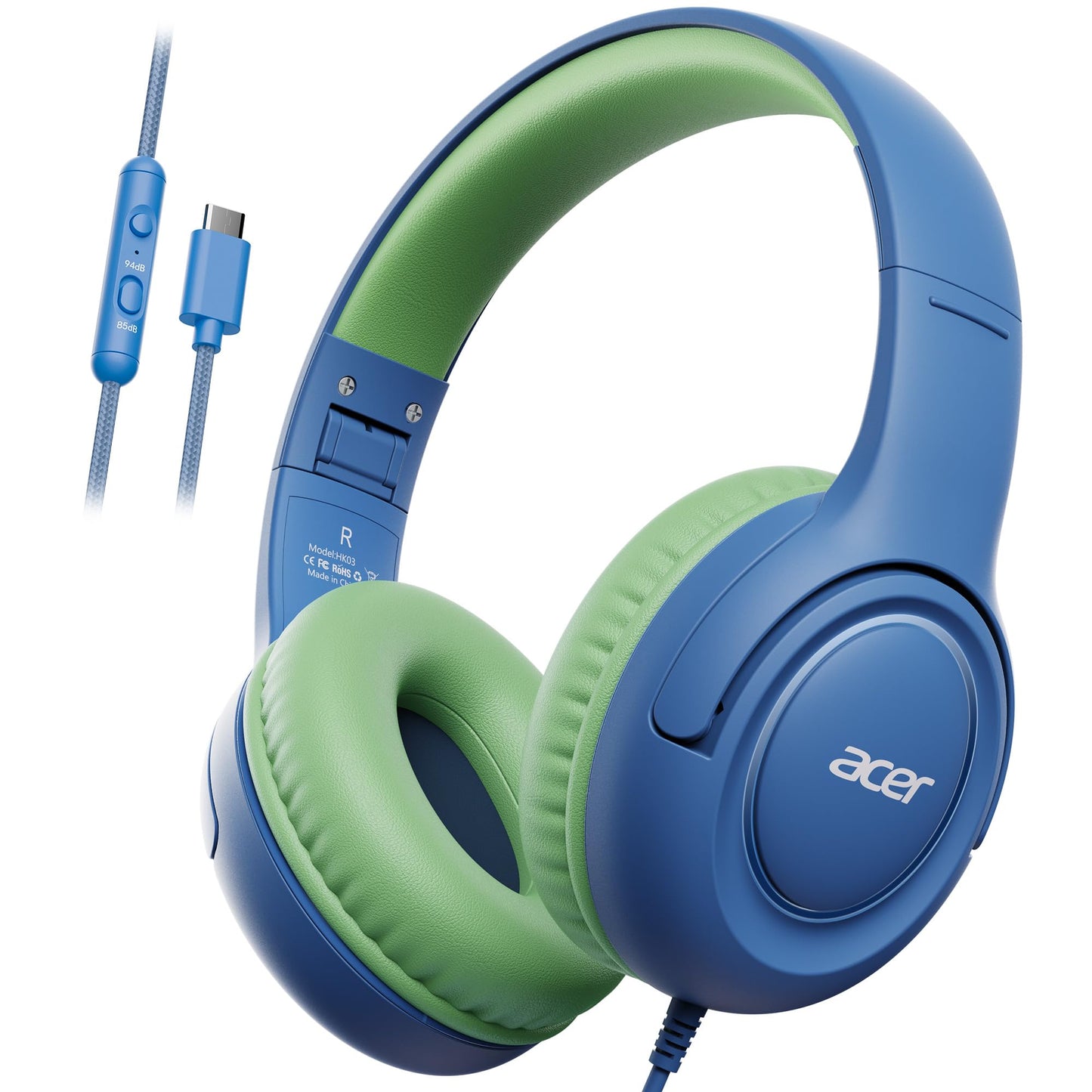 Acer USB?C Kids Headphones for School, 85?94dB Limiter, w/Mic HK03C