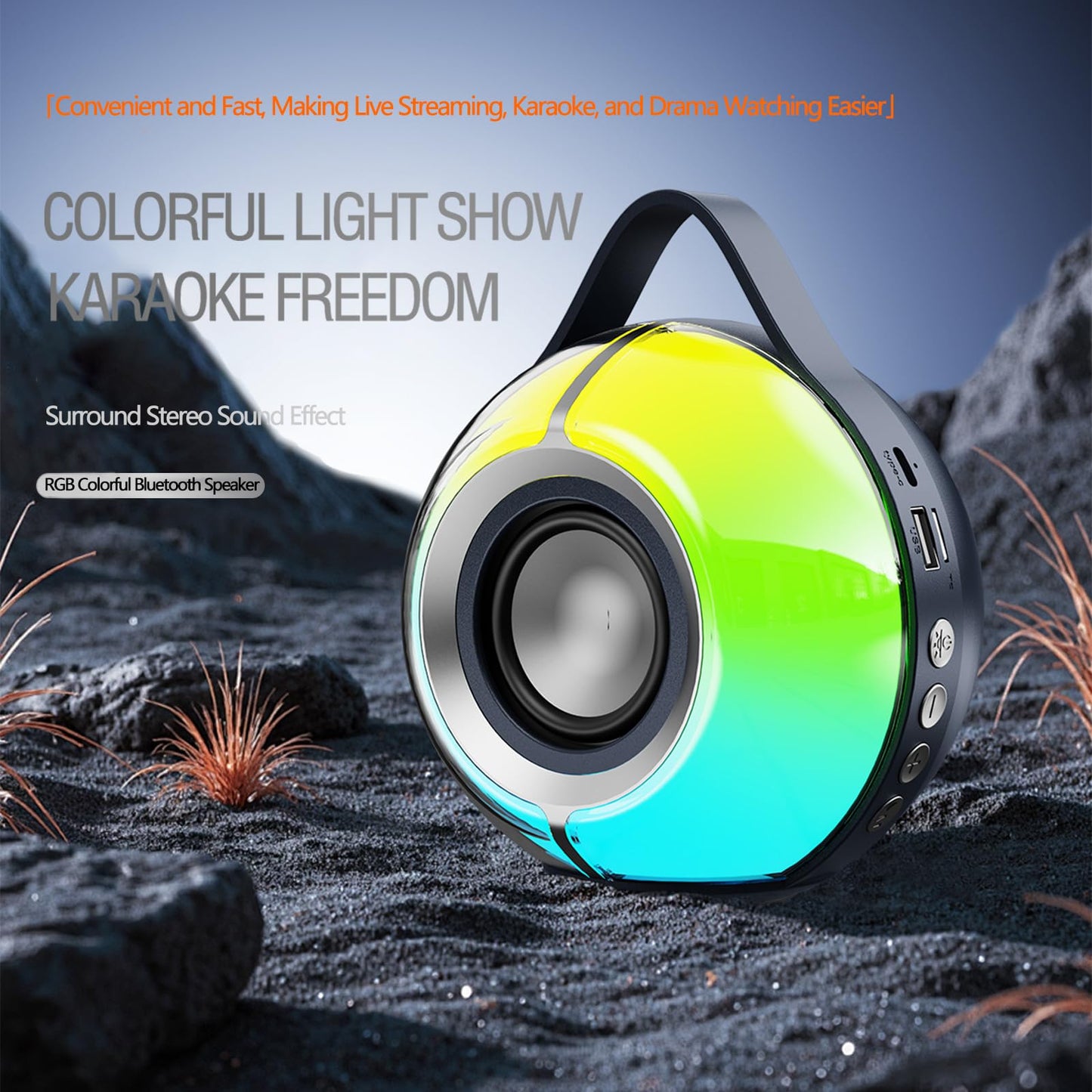 HapIntlNex Mini Bluetooth Speaker,Wireless Portable Speakers,5W High Power, Colorful Light Effects, Surround Sound Effects, Support TWS/TF Card