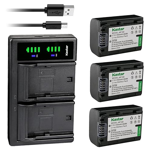 Kastar 3-Pack NP-180 Battery and LTD2 USB Charger Compatible with Minolta MN2K50NV - 2.7K Quad HD, MN4K25NV - 4K Ultra HD, MN4K20NV - 4K Ultra HD