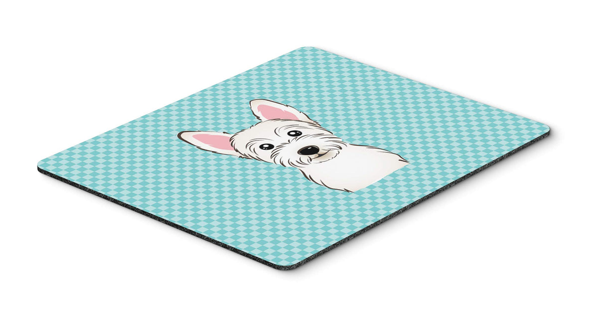 Caroline's Treasures BB1164MP Checkerboard Blue Westie Mouse Pad, Hot Pad or Trivet for Home Office Gaming Working Computers Laptop Mouse Mat,Washable