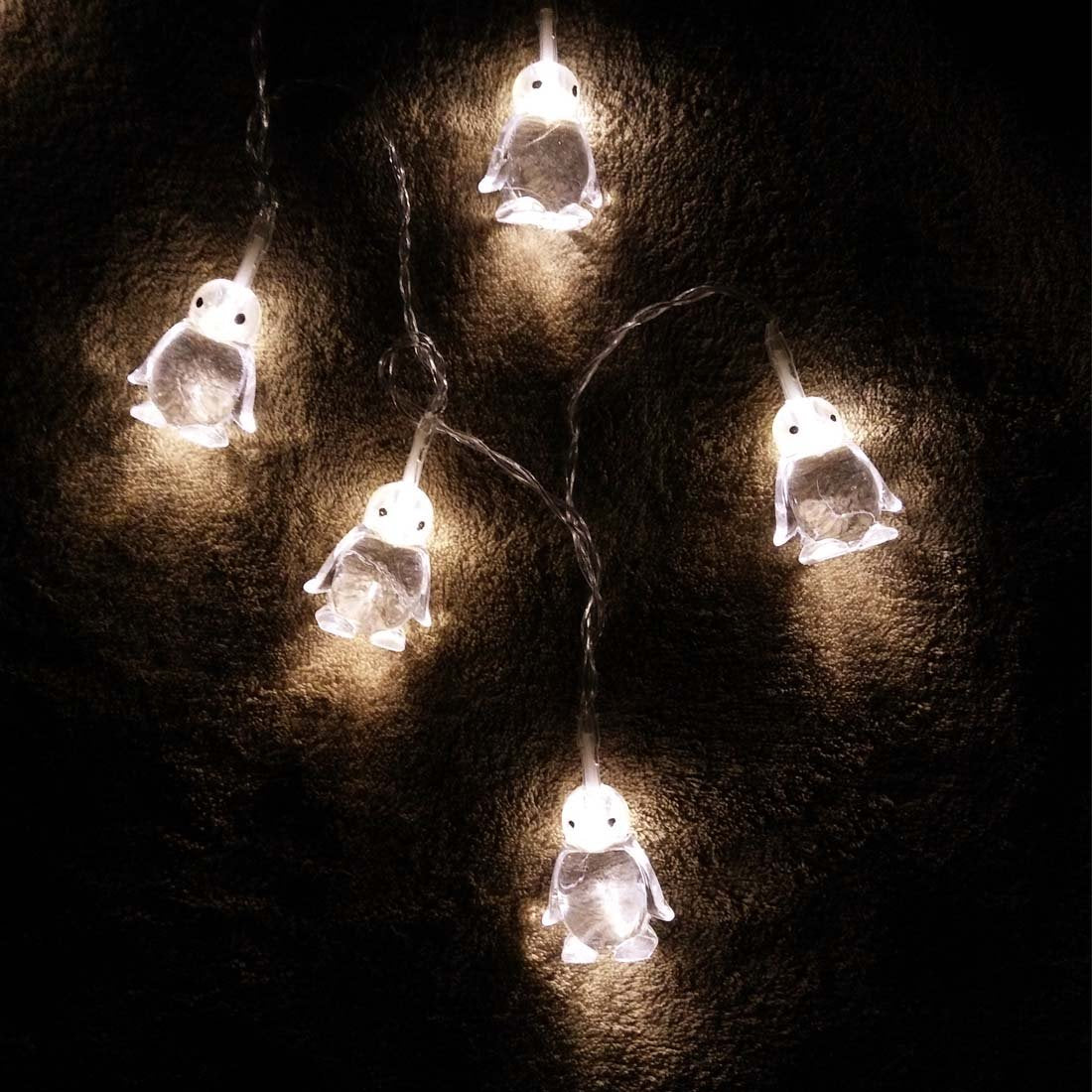 Penfly 1.65M 10LEDs Decorative Penguin Shape Fairy Romantic Night Lamp Mood Night Light for Home Bedroom Wedding Party Babyroom Child(Warm White)