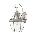 Livex Lighting 2151-91 Monterey 1 Light Outdoor Brushed Nickel Finish Solid Brass Wall Lantern with Clear Beveled Glass 13" x 8.5" x 8.25"