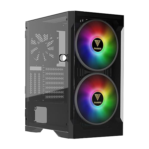 GAMDIAS Apollo E2 Elite Gaming Case Mid Tower ATX 2 x 200mm ARGB Fan Trapezoidal Tempered Glass Panel with Tool Free Installation Tempered Glass