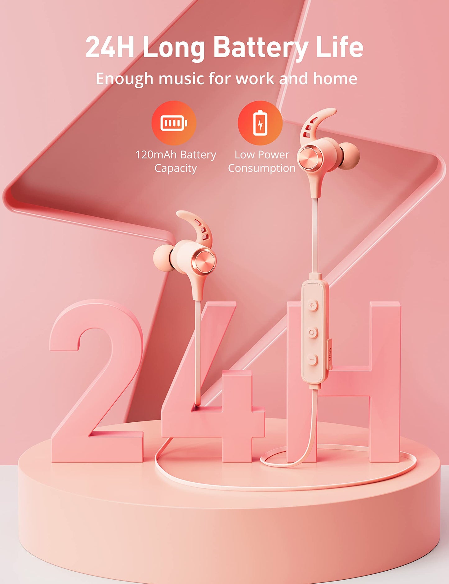 SWIPESMITH Wireless Headphones, Bluetooth 5.2 Stereo aptX Wireless Earbuds Bass Bluetooth Earbuds Bulit-in Mic with 16H Playtime, Magnetic, IPX7…