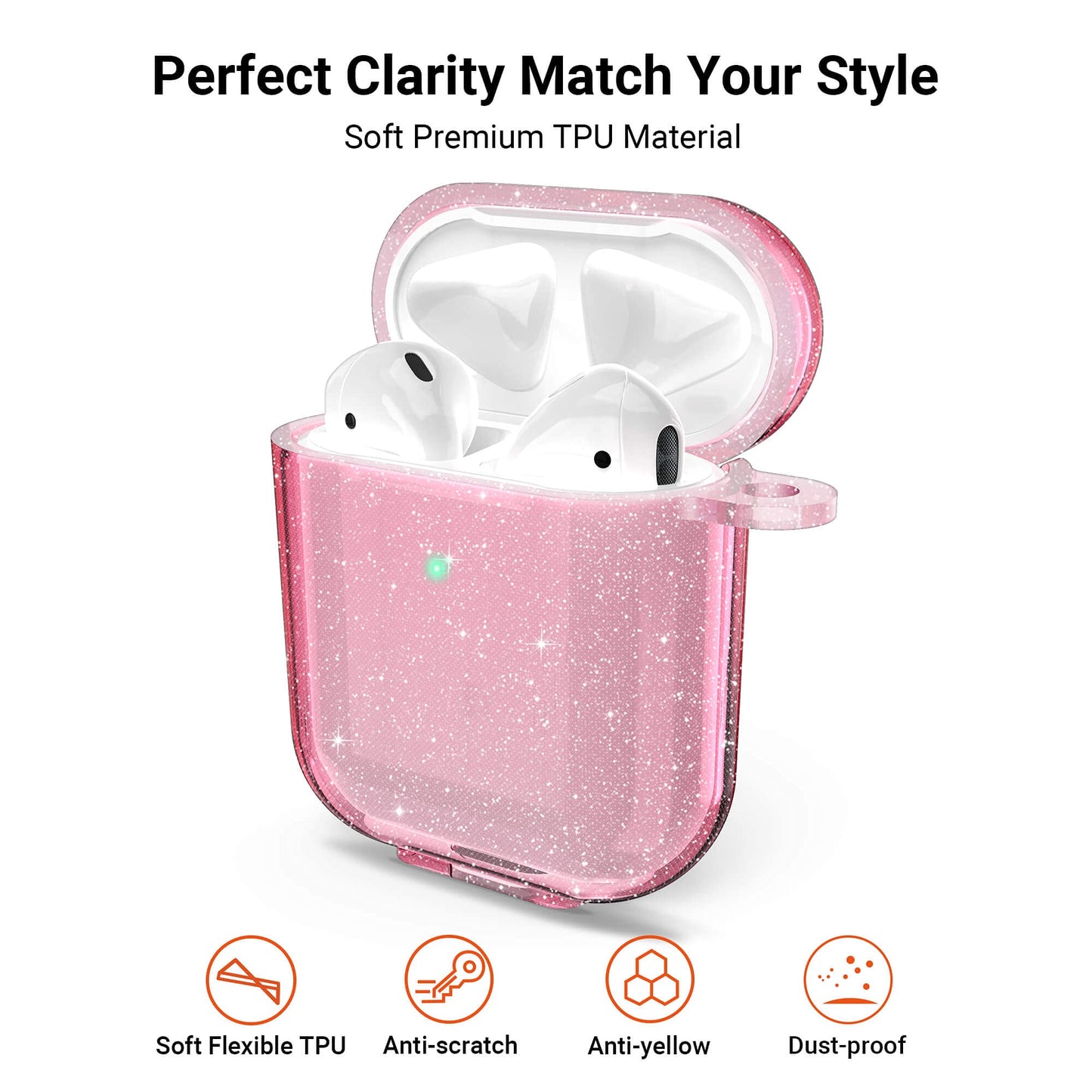 ULAK Compatible with AirPods Case Cover, Clear AirPods 2nd Generation Protective Cover Soft TPU Transparent Shockproof Case Accessories with Keychain