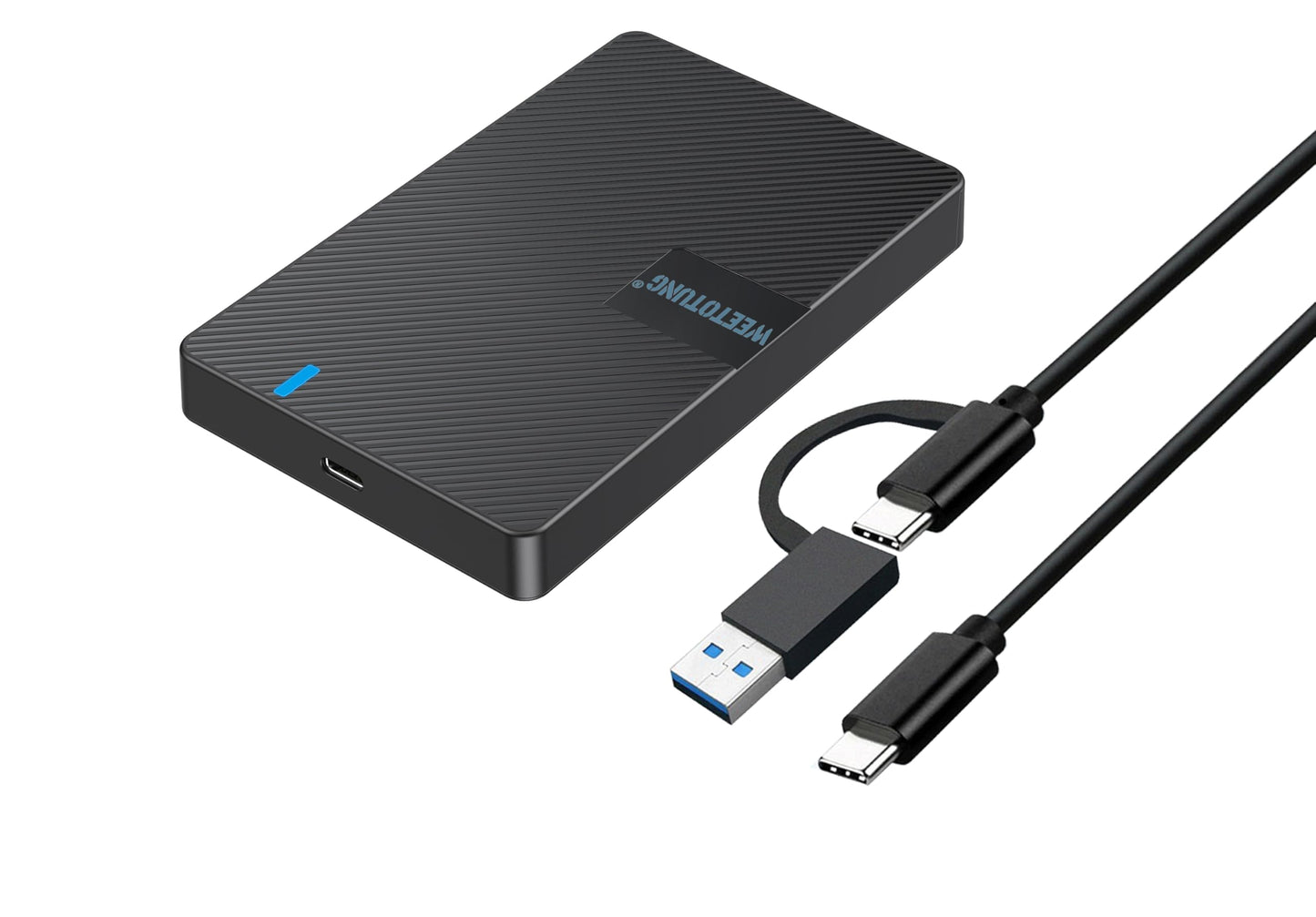 USB-C External Hard Drive Enclosure 2.5'' HDD SSD for sata - WEETOTUNG 6Gbps Tool-Free Case Compatible with UASP Drive - for 7mm 9.5mm Drive