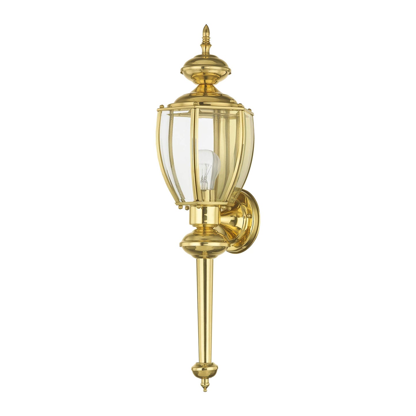 Livex Lighting 2112-02 Outdoor Wall Lantern with Clear Beveled Glass Shades, Polished Brass