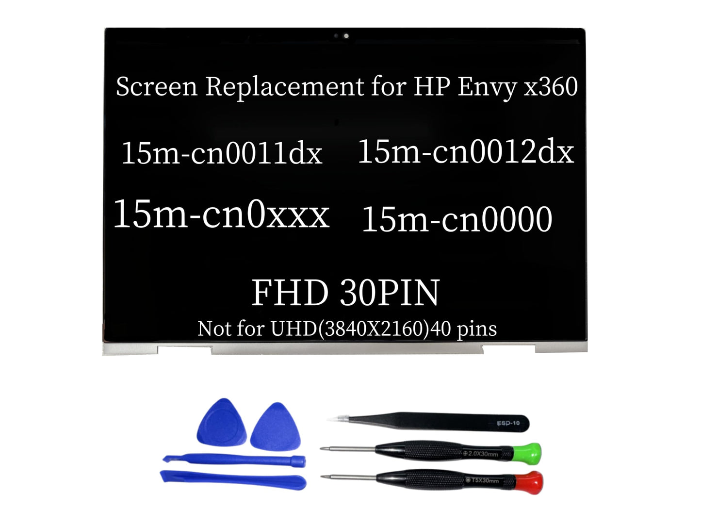 Screen Replacement for HP Envy x36015m-cn 15m-cn0000 15m-cn0011dx LCD Display Touch Assembly Digitizer Board with Silver Bezel Resolution: 1920x1080