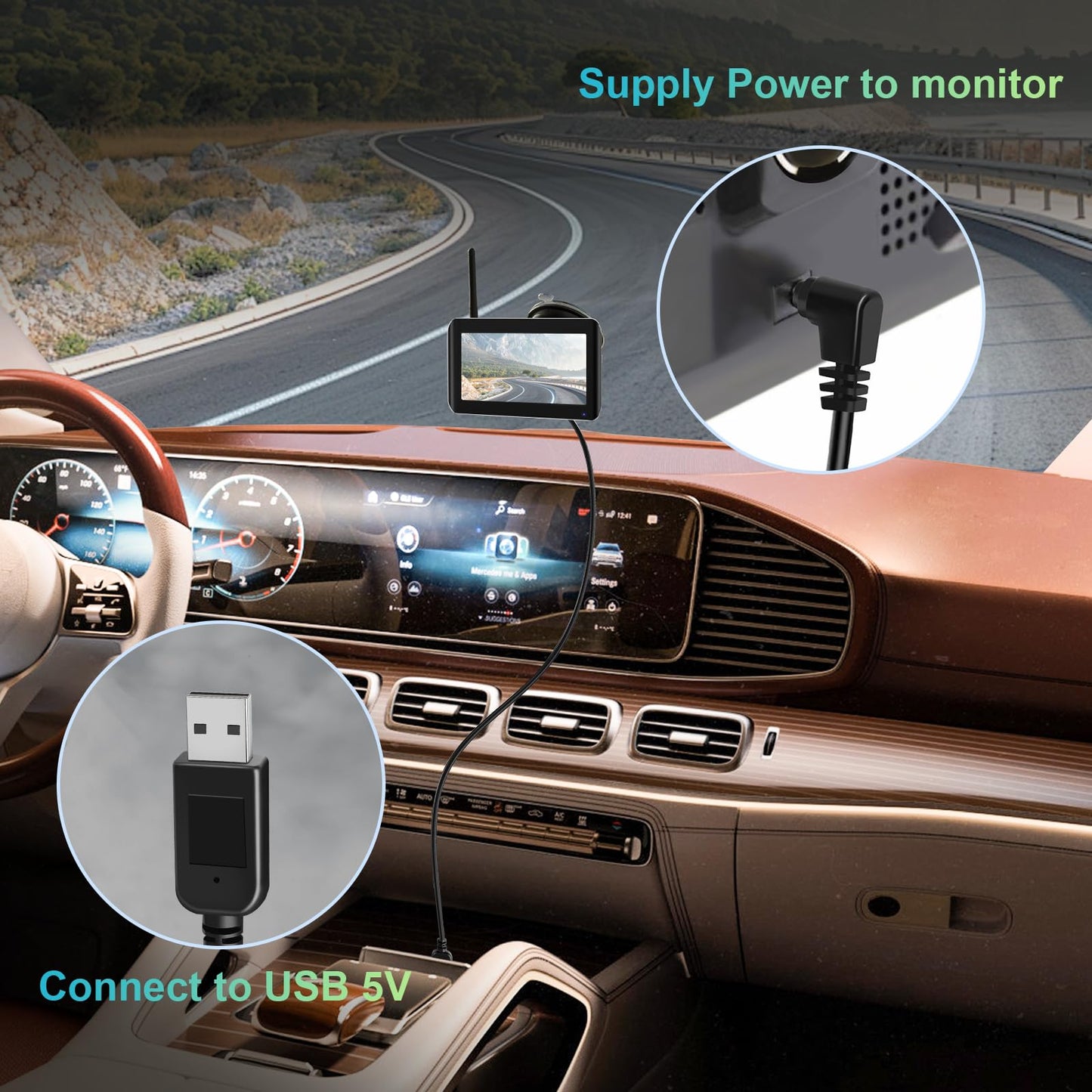 USB to DC3.5 Car Charger Cable, Furrion FOS07TADS Vision S Monitor USB to DC Car Charger Cable - FOS48TA - BL FOS48TAPK Bl, for Connecting Wireless
