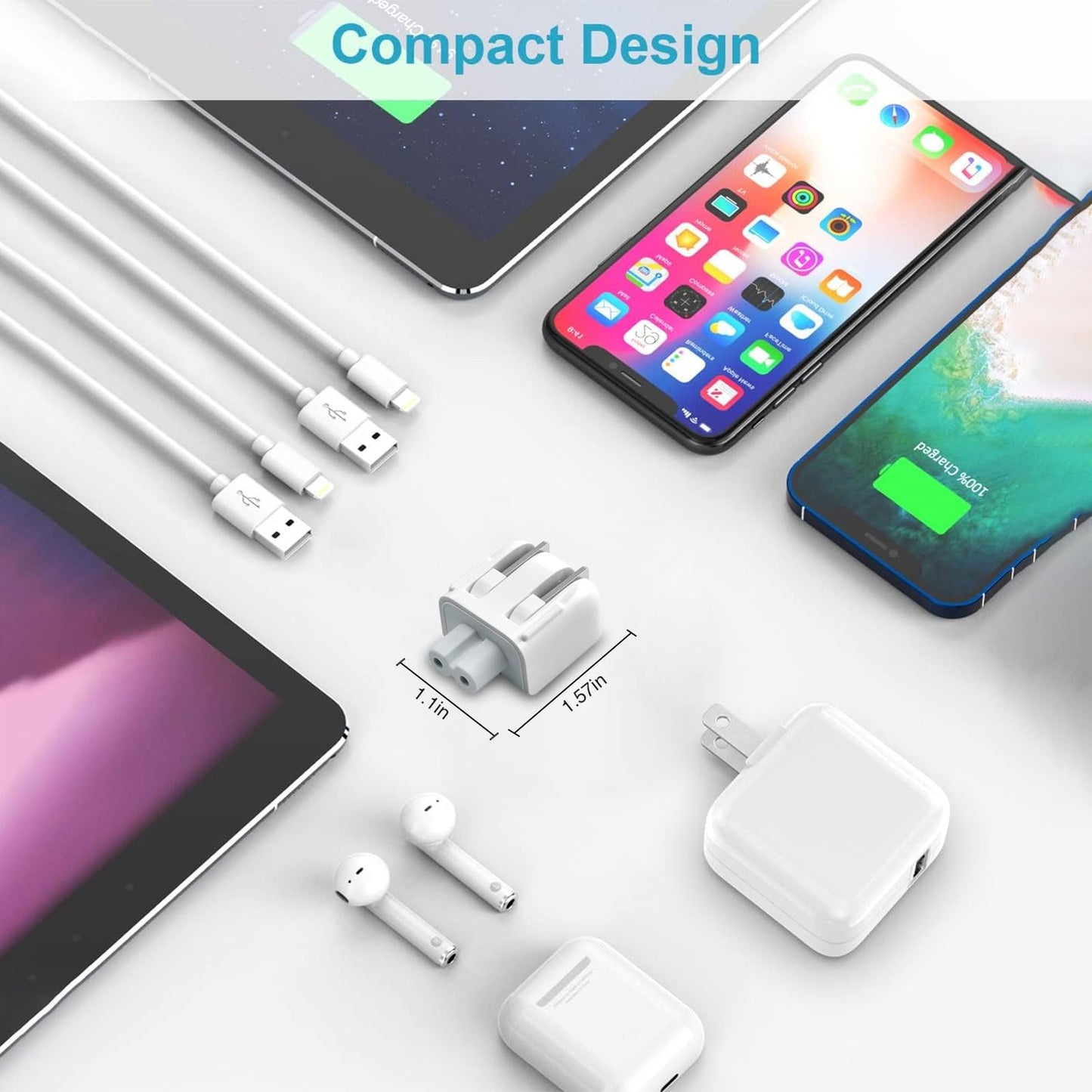 3-Pack Duck Head Wall Adapter Plug,US Standard Plug Duck Head Compatible with Mac Book/Phone/i Pod/i Book Power Adapter