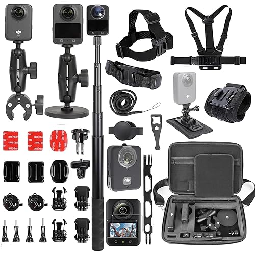 PellKing Accessories Kit for DJI Osmo 360,Included Carrying Case with Belt,2 Pcs Metal 1/4" Adapter,Handlebar Clamp,Magnetic Mount,43in Selfie