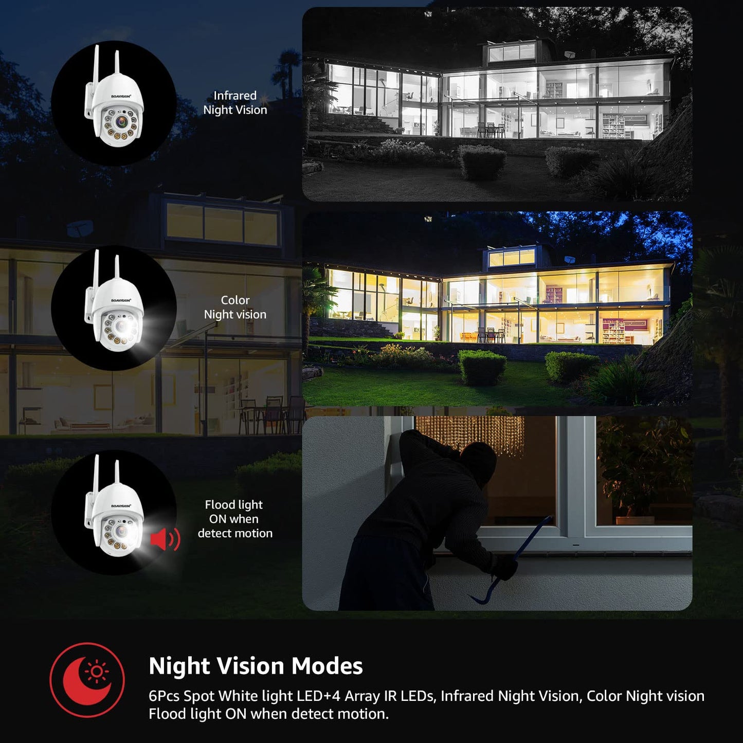 BOAVISION 2K Security Camera Outdoor, Wireless WiFi IP Camera Home Security System 360° View,Motion Detection, auto Tracking,Two Way Talk, pan Tile