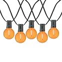 Novelty Lights G40 Filament LED String Light, Translucent Orange Bulbs, 25 Globe Lights with 12" Spacing on Green Wire, Indoor/Outdoor Festive Patio
