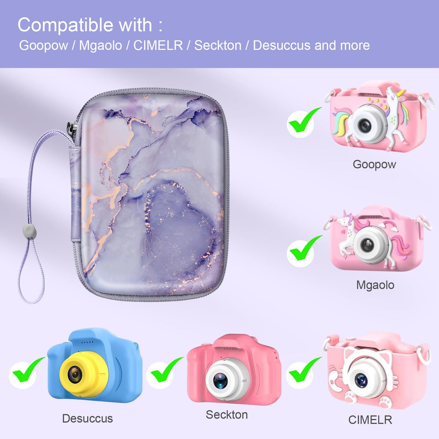 FINTIE Kids Camera Case Compatible with Goopow/Seckton/Dylanto/Mgaolo/Masterbee/CIMELR/Desuccus Kids Digital Camera Toys, Children Carrying Bag