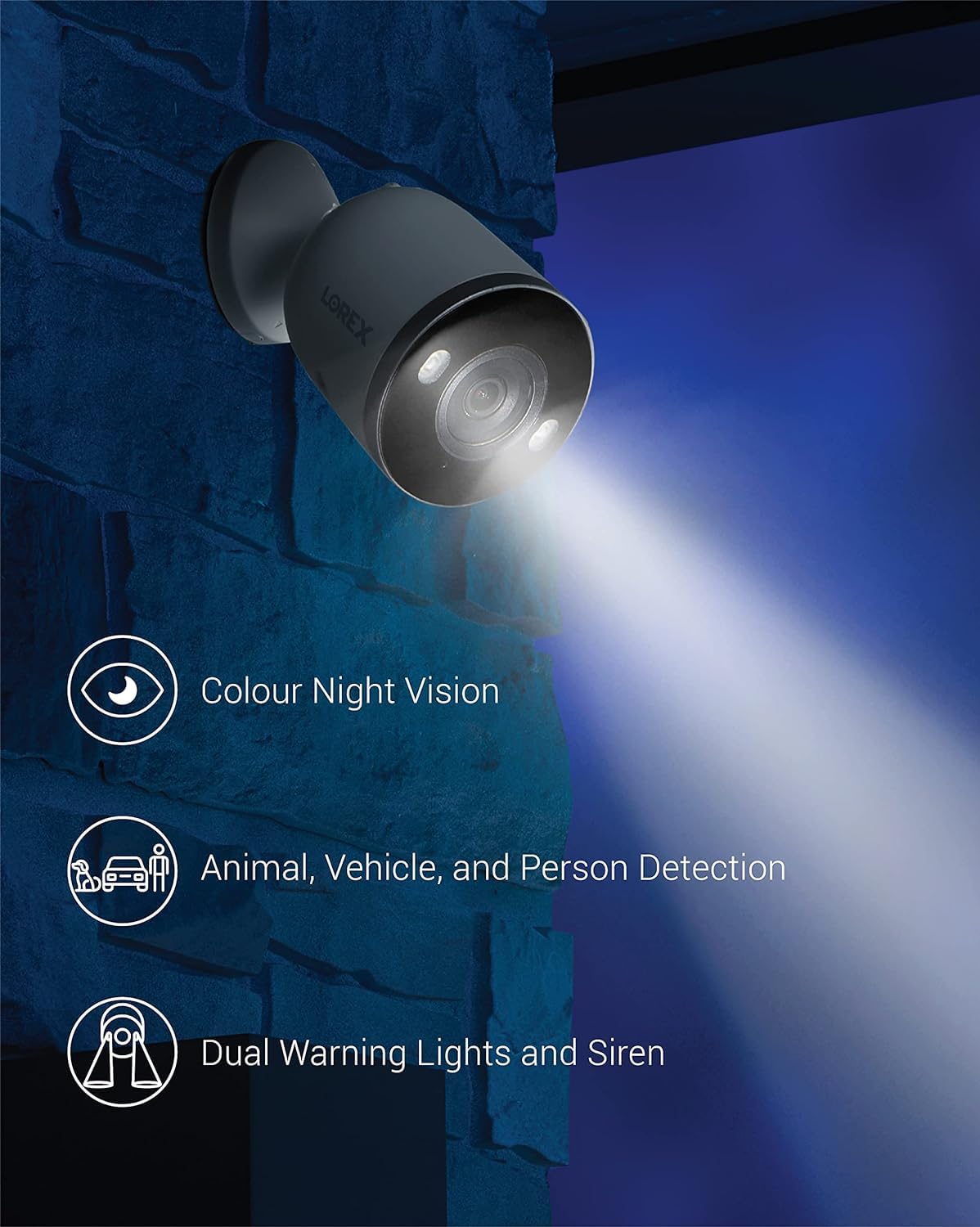 Lorex 2K Indoor/Outdoor Spotlight Camera with Color Night Vision, 2-Way Talk, Person Detection, White (White)