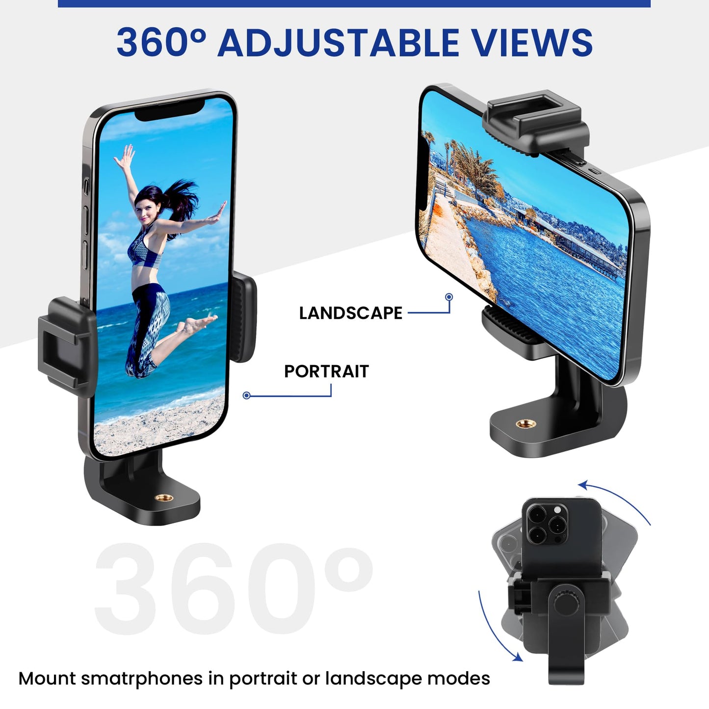 Victiv Phone Tripod Mount with Wireless Remote, Fits Any Smartphone, Rotates Vertical and Horizontal, Universal Mount 360 iPhone Tripod Mount Adapter