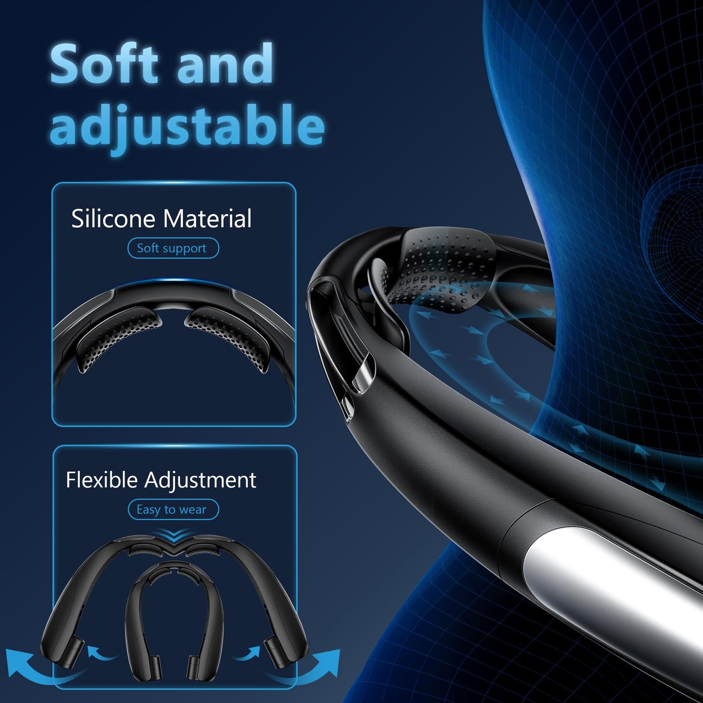 Rarekoas Portable Neck Fan, Hands-Free, 6 Speeds, 6000 mAh Battery, 360° Cooling Wearable Personal Fan, Rechargeable, Gifts for Women Men, Suitable