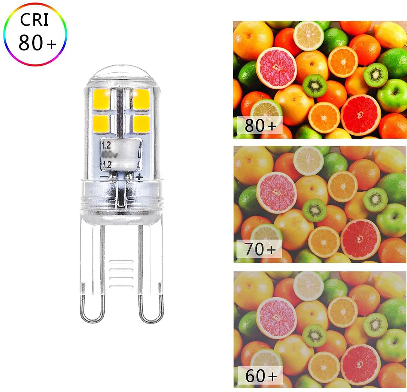 UCINNOVATE G9 LED Light Bulbs, 3W Daylight White, 25W Halogen Equivalent, No Flicker Energy Saving Bulb, AC 110V-120V, Non Dimmable, Ideal