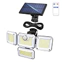 Geminilite Solar Outdoor Lights with Motion Sensor, 333 LEDs Wide Angle Solar Lights,1200LM 3 Modes Solar Lights 270°,7700K Daylight White Remote