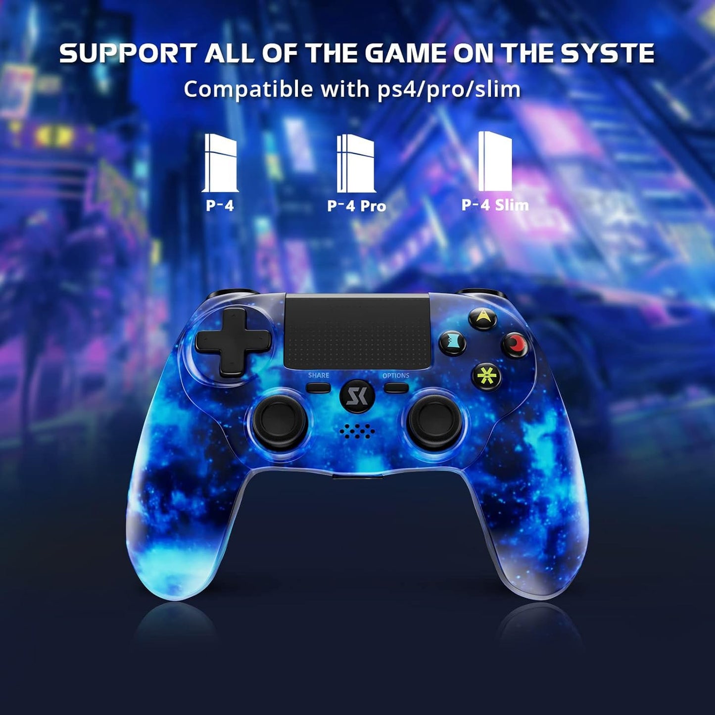 Wireless Controller for PS4, Controller for Sony PlayStation 4, Double Shock 6-Axis Motion Sensor, Sensitive Touch Pad, Built-in Speaker & Stereo