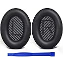 SoloWIT Earpads for Bose QuietComfort 35 (QC35) & Quiet Comfort 35 II (QC35 ii) Headphones, Softer Leather, Noise Isolation Foam, Added Thickness