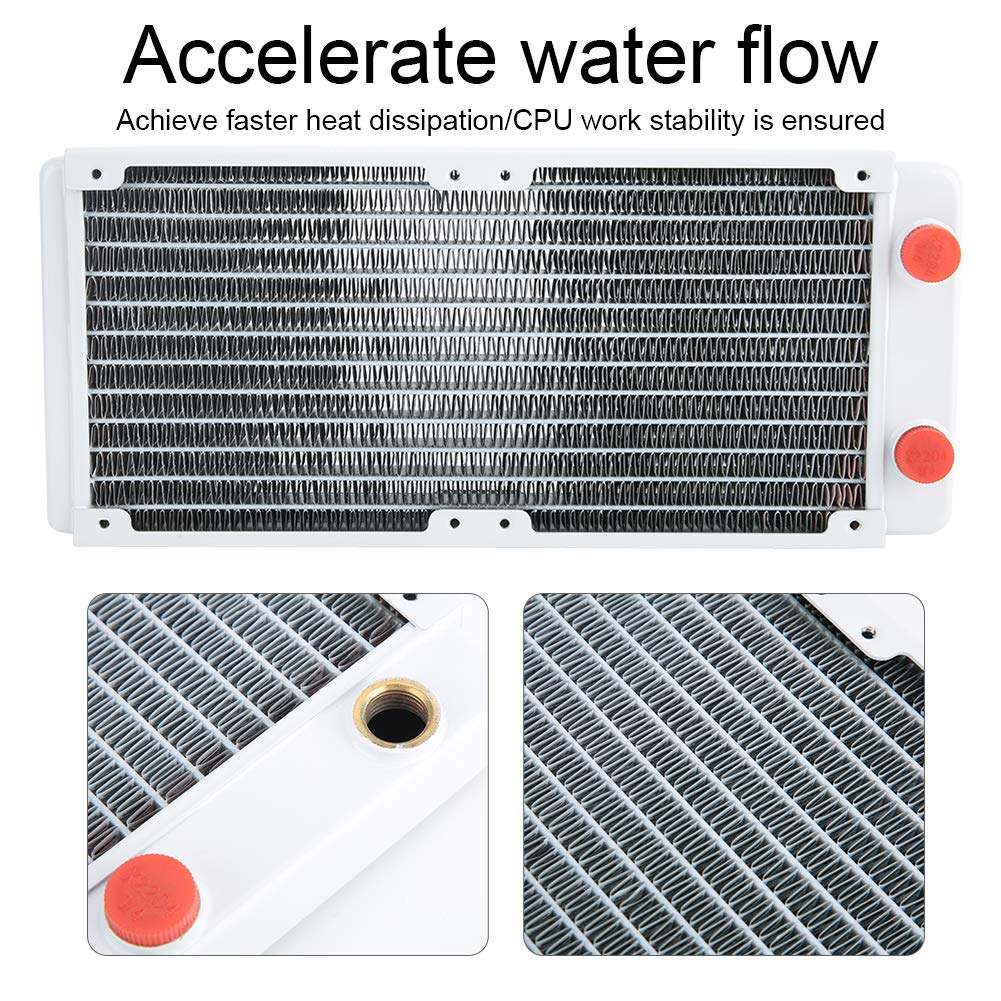240mm Water Cooling Radiator for PC - White Copper Heat Sink with 12 Pipes, Easy Install Computer Water Cooling System for Gaming PCs