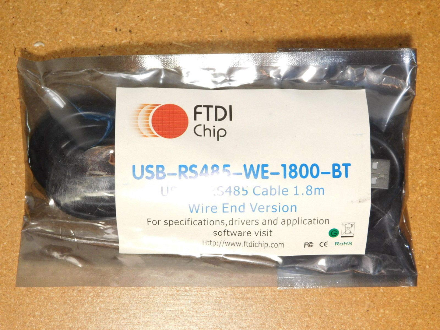 FTDI USB-RS485-WE-1800-BT Cable, USB to RS485 Serial, 1.8M, Wire END
