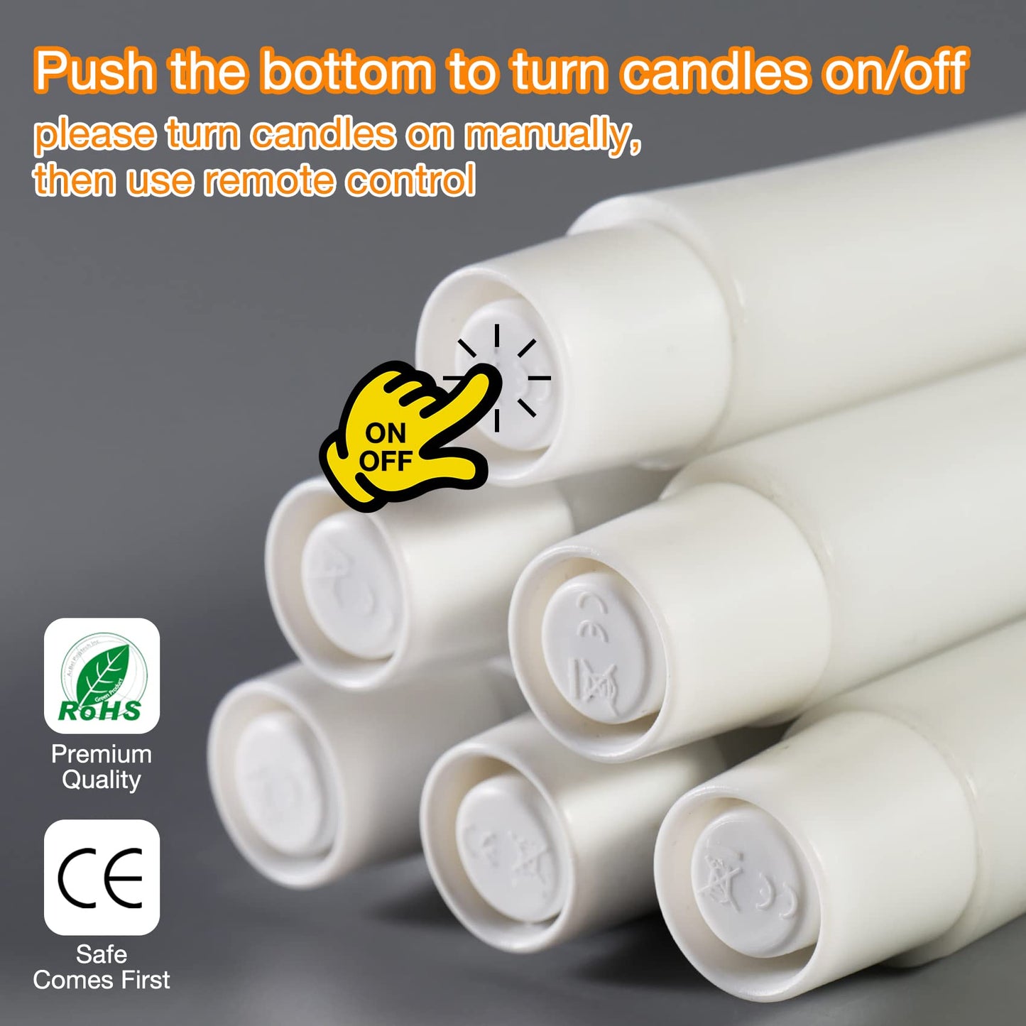 Eywamage White Flickering Flameless Taper Candles with Remote, Battery Operated LED Wax Candlesticks Set of 6