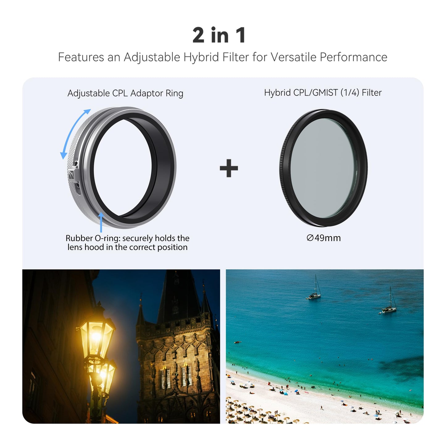 Freewell CPL/Black Diffusion Mist (1/4) Filter Kit with Lens Hood for Fuji X100 Series (X100VI, X100V, X100T, X100F, X100S,X100) (Silver)