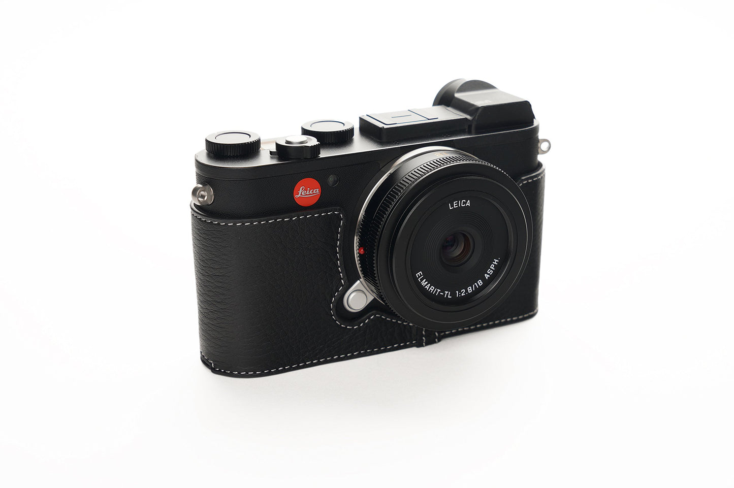 Leica CL Case, BolinUS Handmade Genuine Real Leather Half Camera Case Bag Cover for Leica CL Camera Bottom Opening Version + Hand Strap -Black