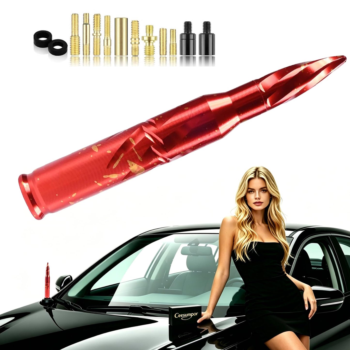 Bullet Antenna 50 Cal Car Antenna Replacement Antenna for Truck Silverado 1500 Bullet Antenna Ford F150 F250 GMC Sierra 1500 Ram 1500 Jeep Truck