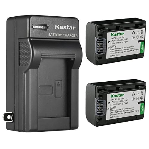 Kastar 2-Pack Battery and AC Wall Charger Replacement for Ordro NP-180 NP180 Battery, ORDRO HDR-AE8 UHD 1080P 60FPS DV Camera, Ordro AE8 Digital