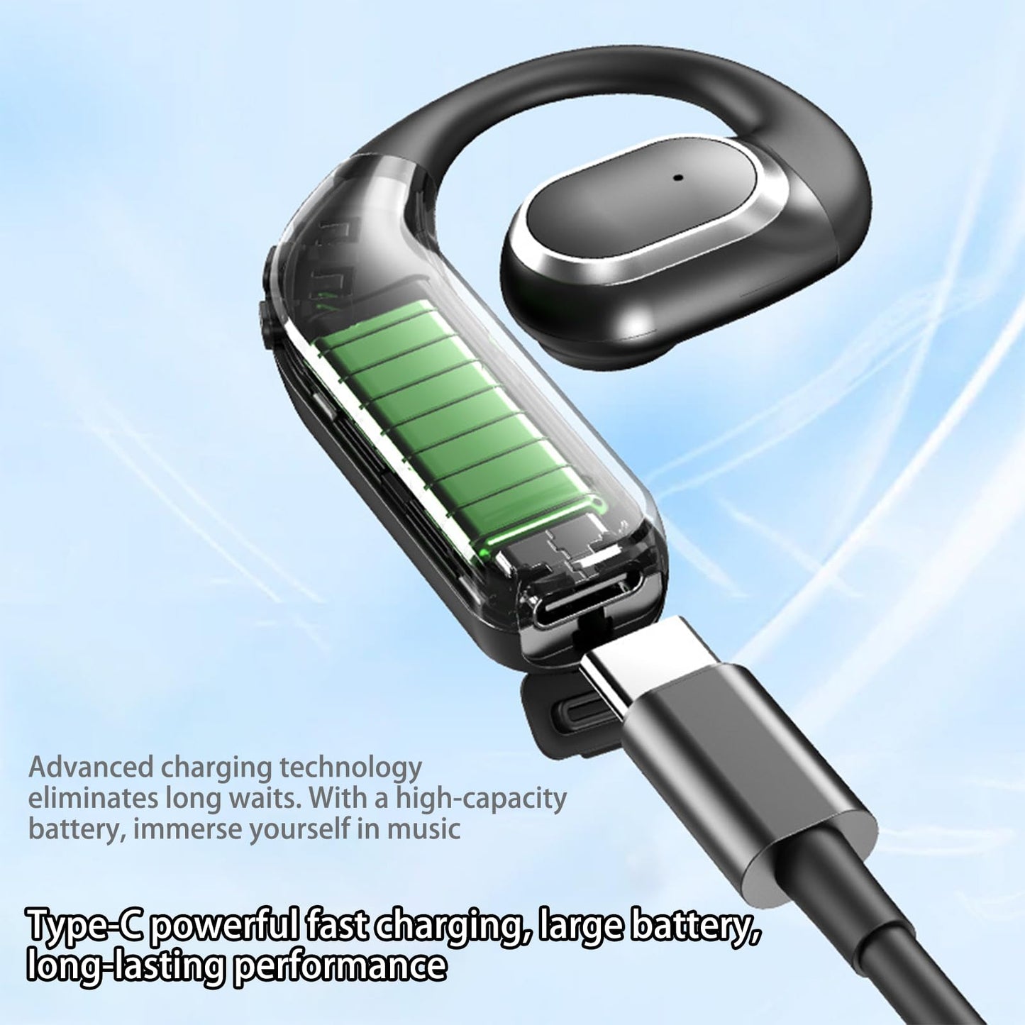 FJHBL Single-Ear Bluetooth Headset with Bluetooth 5.5, ENC Noise Cancellation, HiFi Sound Quality, and 360° ACS Panoramic Audio. Compatible with Both