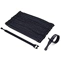 50Pk Reusable Cable Ties Cable Straps, Trilancer 8''x0.5'' Thin Wire Cord Organization Ties with Hook and Loop for Home, Office and Data