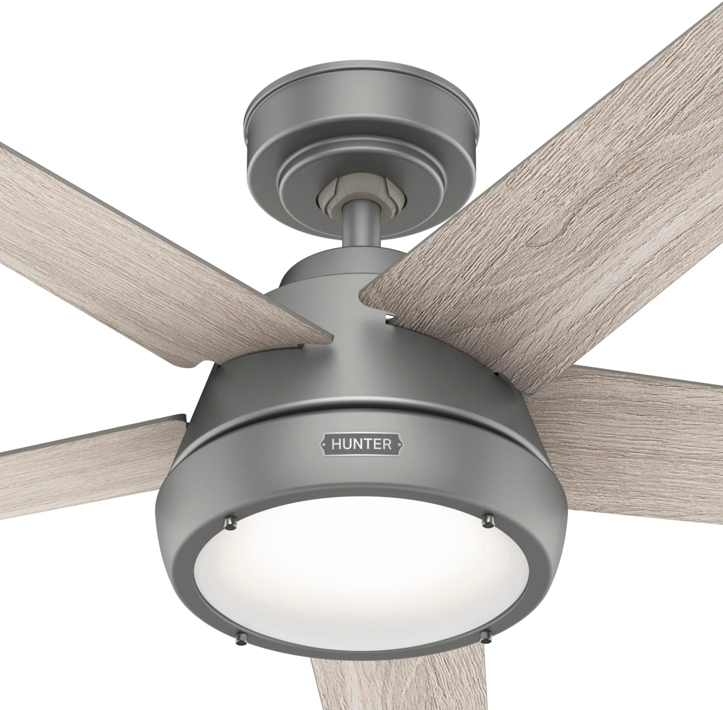 Hunter Fan 52 inch Casual Matte Silver Indoor Ceiling Fan with Lights and Remote Control for Bedroom, Living Room/Family Room, Dining Room, Kitchen