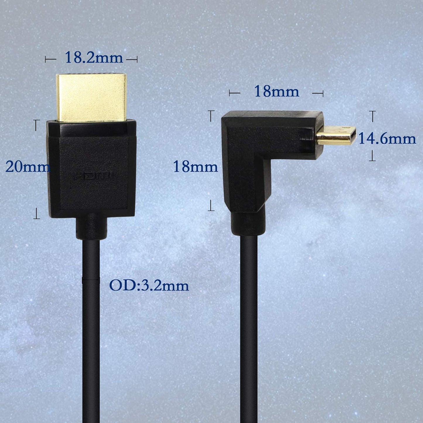 15CM Mini HDMI to HDMI Short Cable, 90 Degree Downward Angle High Speed Mini HDMI Male to HDMI 2.0 Male Adapter Support 4k@60HZ YOUCHENG,