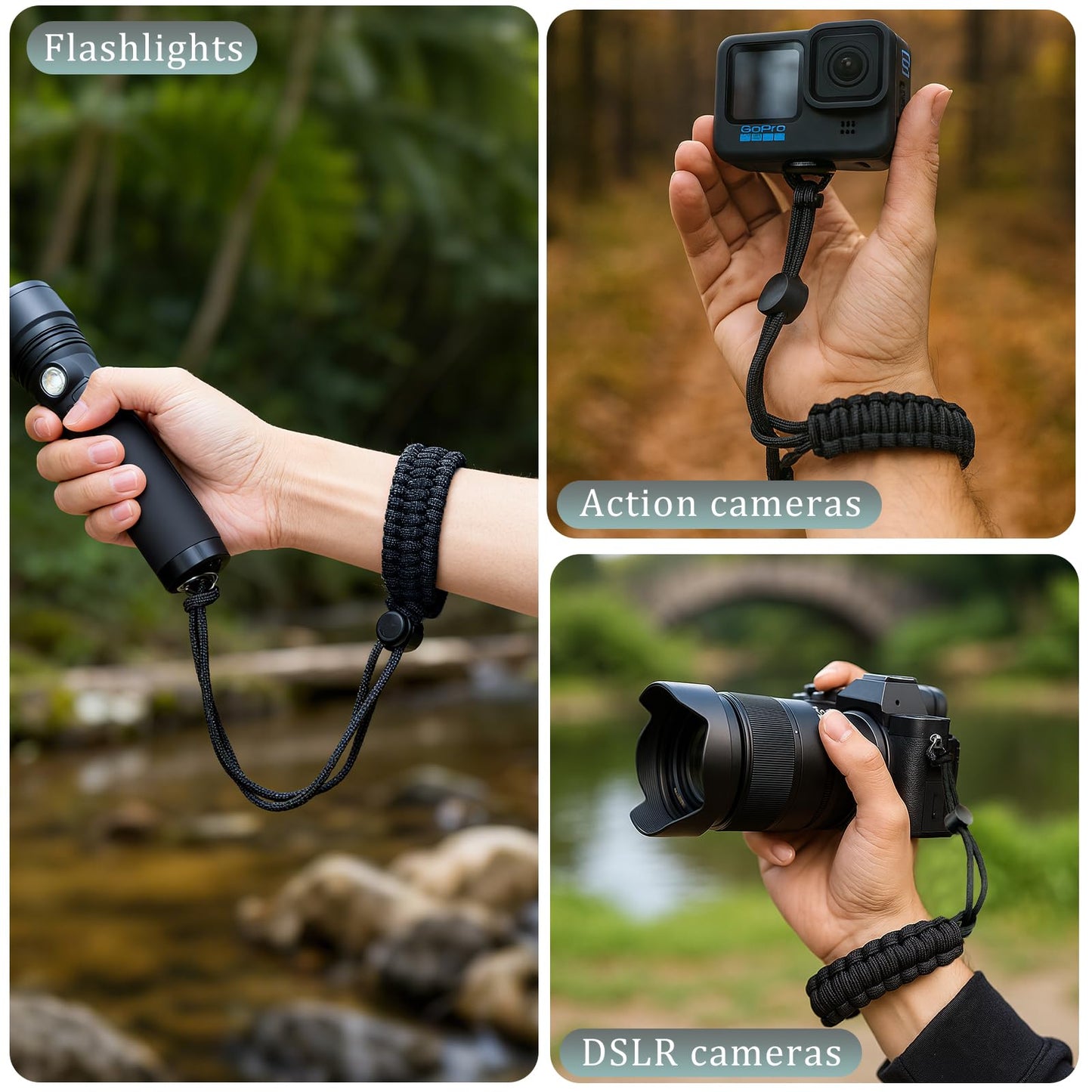 Brvlsoc Adjustable Camera Wrist Strap - Nylon Hand Wrist Lanyard with 1/4" Screw Mount for GoPro, Insta360, DSLR Cameras, Smartphone Gimbals & Selfie