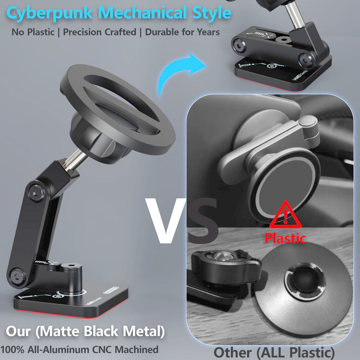 aufyer for Magsafe Car Mount, Strong Magnetic Phone Holders for All Tesla, 360° Adjustable Aluminum Car Phone Mount,Foldable Hidden Behind Display,Fit