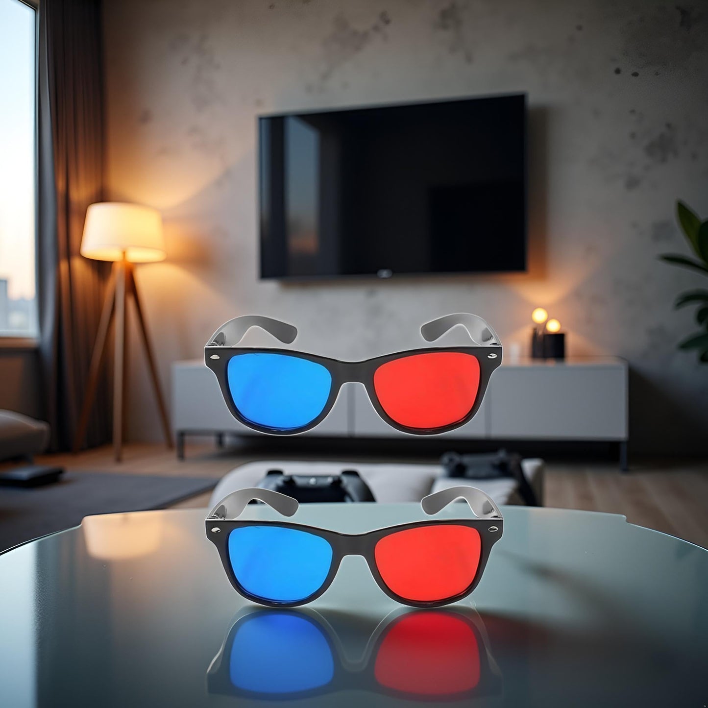 2Pcs Red and Blue 3D Glasses Universal TV Movie Dimensional Video Frame 3D Glasses DVD Game Glass 3D Style Glasses for 3D Movies Games, 3D Viewing