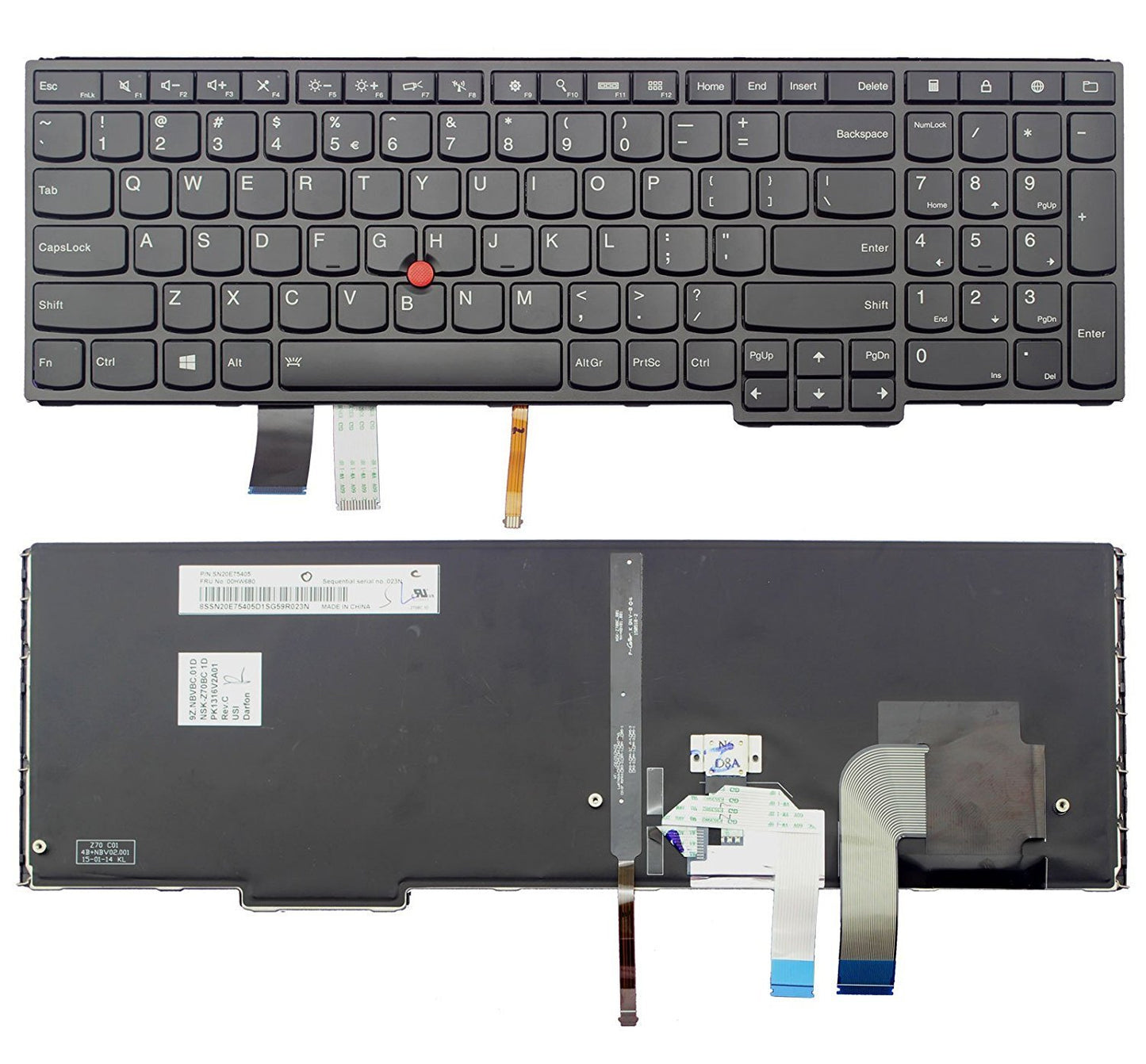 New Laptop Backlit Keyboard Replacement for Lenovo ThinkPad Yoga 15 MT 20DQ,US Layout Black Color