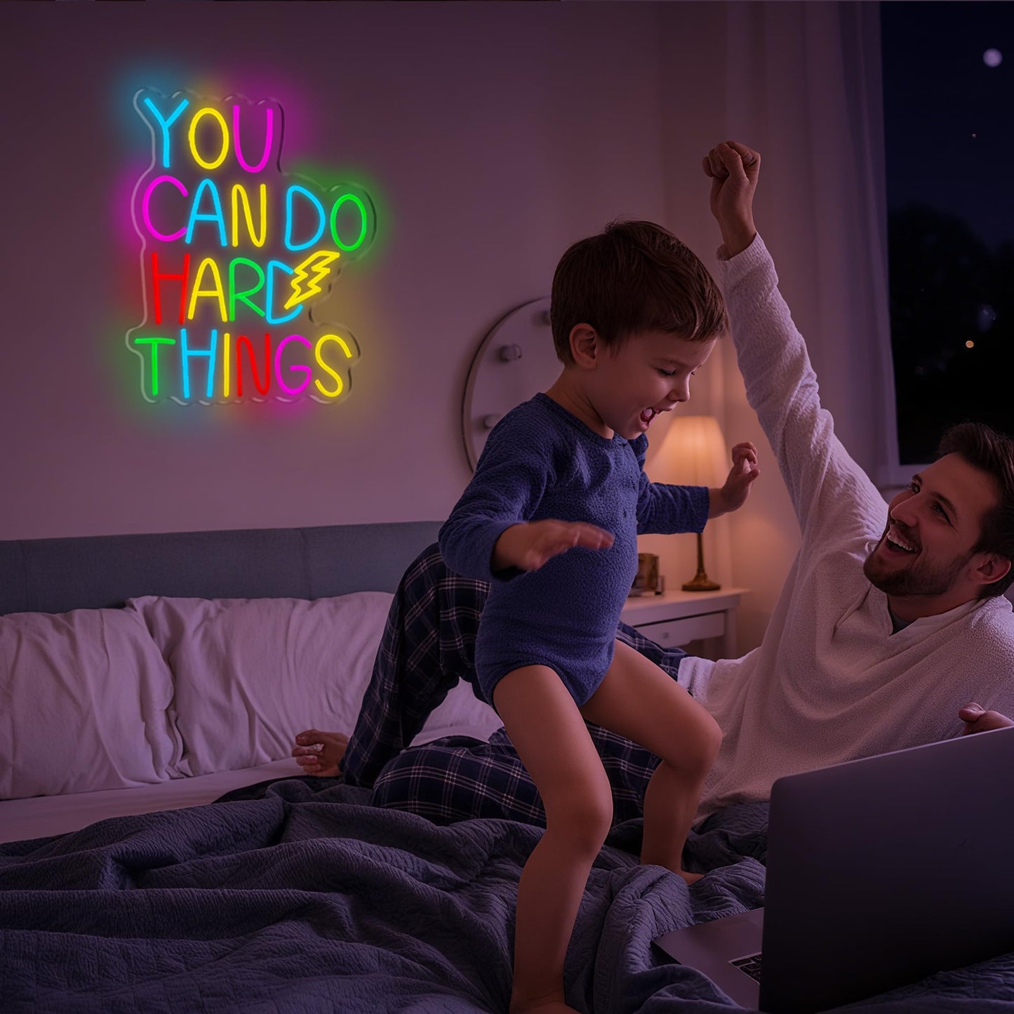You Can Do Hard Things Neon Sign Dimmable LED USB Powered Neon Light UP for Classroom Wall Decor Art Positive Bedroom Library Study Room Home