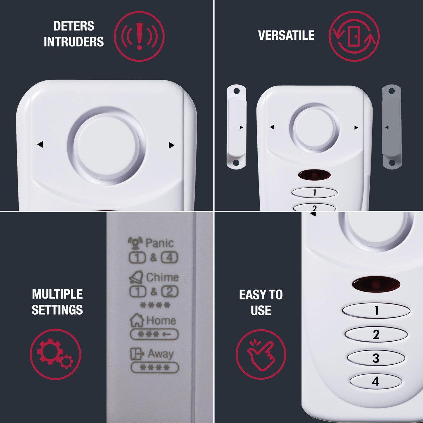 Sabre Elite Wireless Door Alarm with Exit/Entry Delay Mode, Home Mode & Keypad, Deters Intruders w/ 120dB Alarm Heard Up to 1,500 ft, Versatile