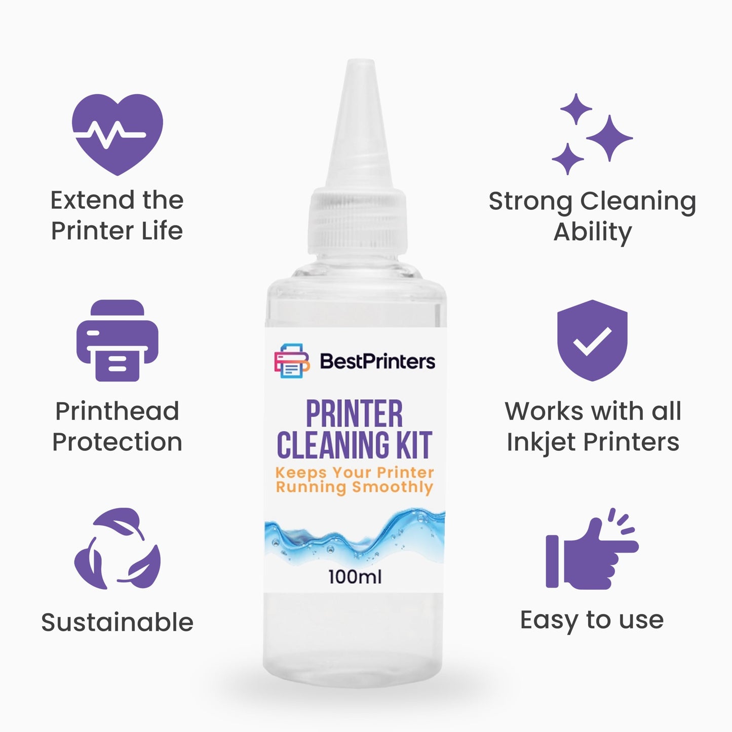 Best Printer Cleaning Kit for Epson, HP | Brother Inkjet Printhead Cleaning Kit | Inkjet Printer Head Cleaner | Printer Head Cleaning Kit with LARGE