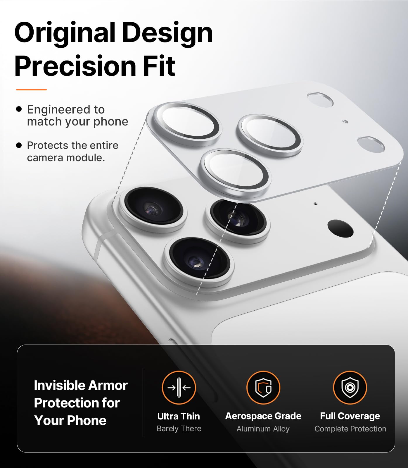 2 Pack One-Piece Full Coverage Camera Lens Protector for iPhone 17 Pro Max