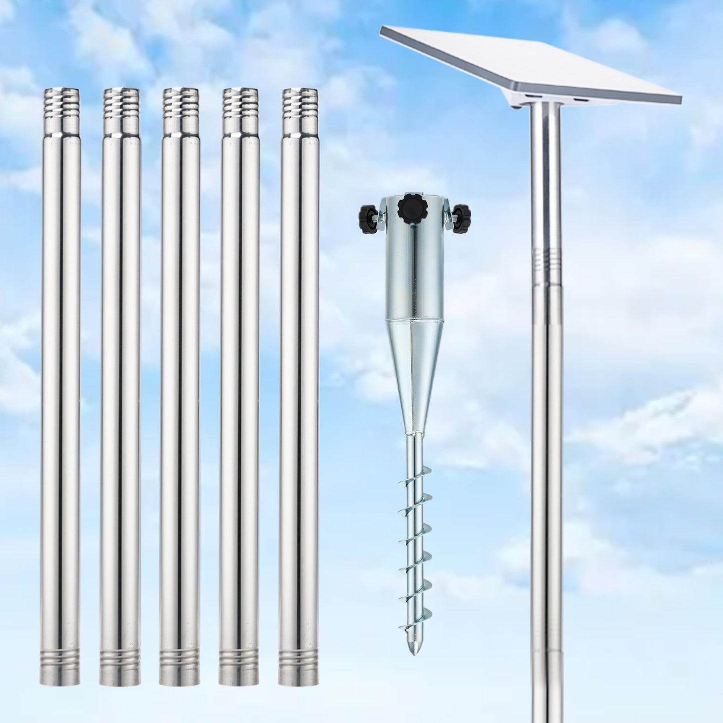 Starlink Mini Pole Mount Kit, Starlink Pole Mounting, 9ft Starlink Ground Features a Durable 1.5'' Diameter Pole with No Dig Ground Anchor, Suitable