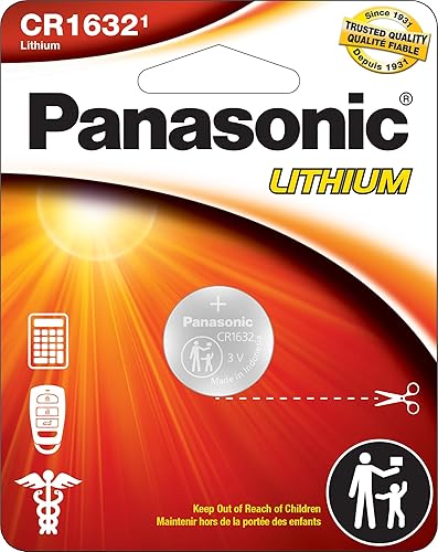 Panasonic CR1632 3.0 Volt Long Lasting Lithium Coin Cell Batteries in Child Resistant, Standards Based Packaging, 1-Battery Pack