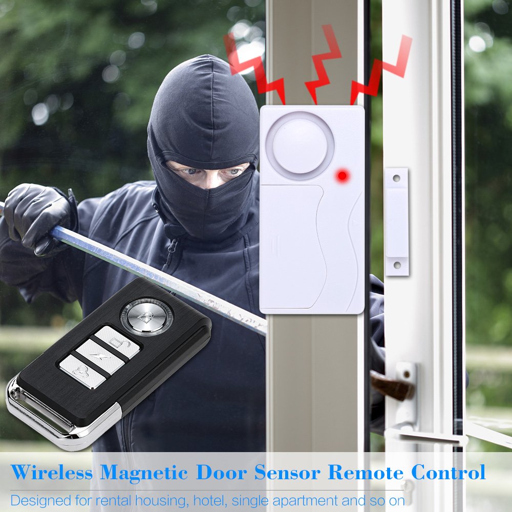 Mengshen Anti-Theft Door Window Alarm, 105 dB Loud Wireless Alarm for Kids Safety Home Security (2 Remote Control Included)