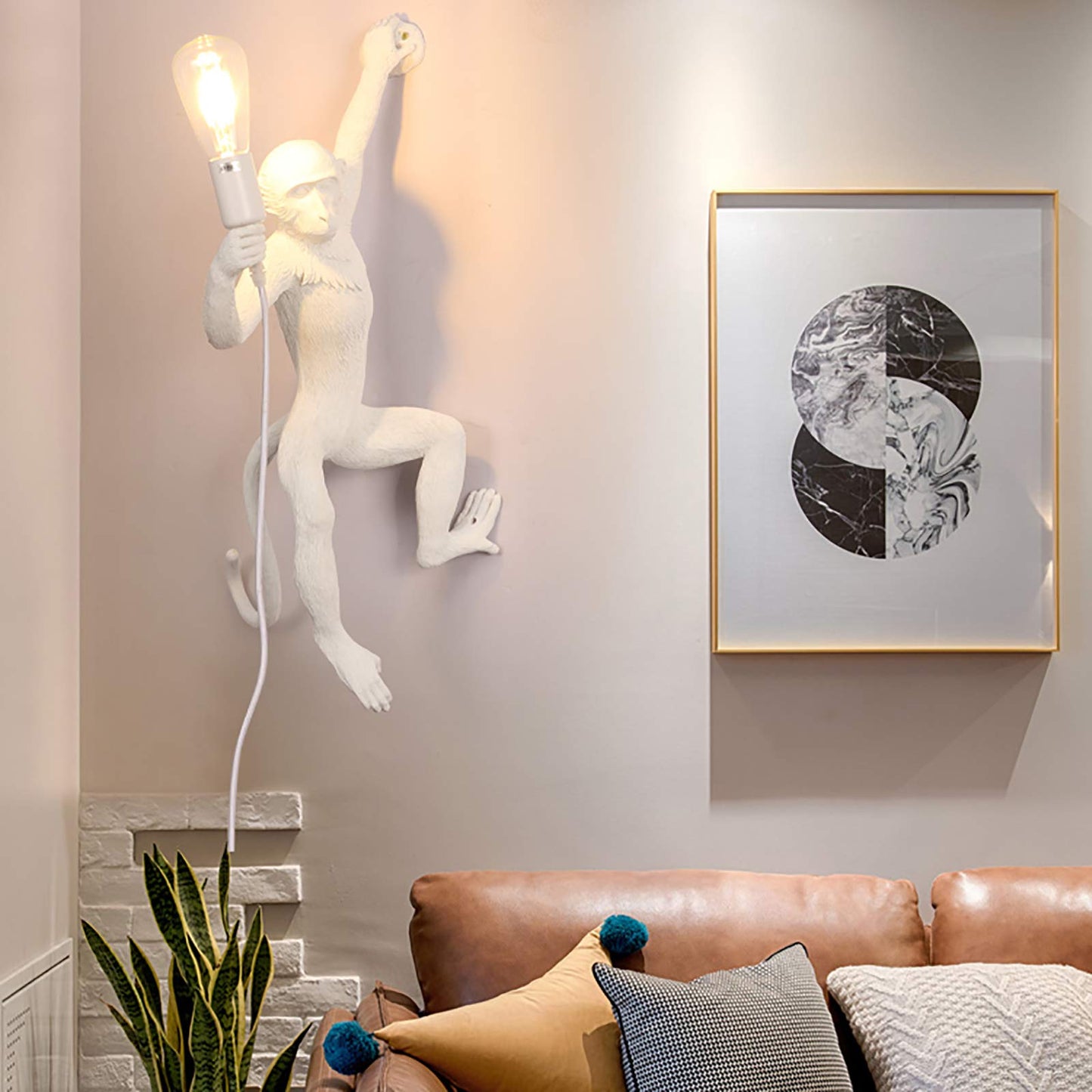 TBVECHI Monkey Wall Lamp Vintage Resin Monkey Light Resin Art Wall Sconce Creative Animal Wall Light Modern Wall Lighting Fixture Bedroom Living Room